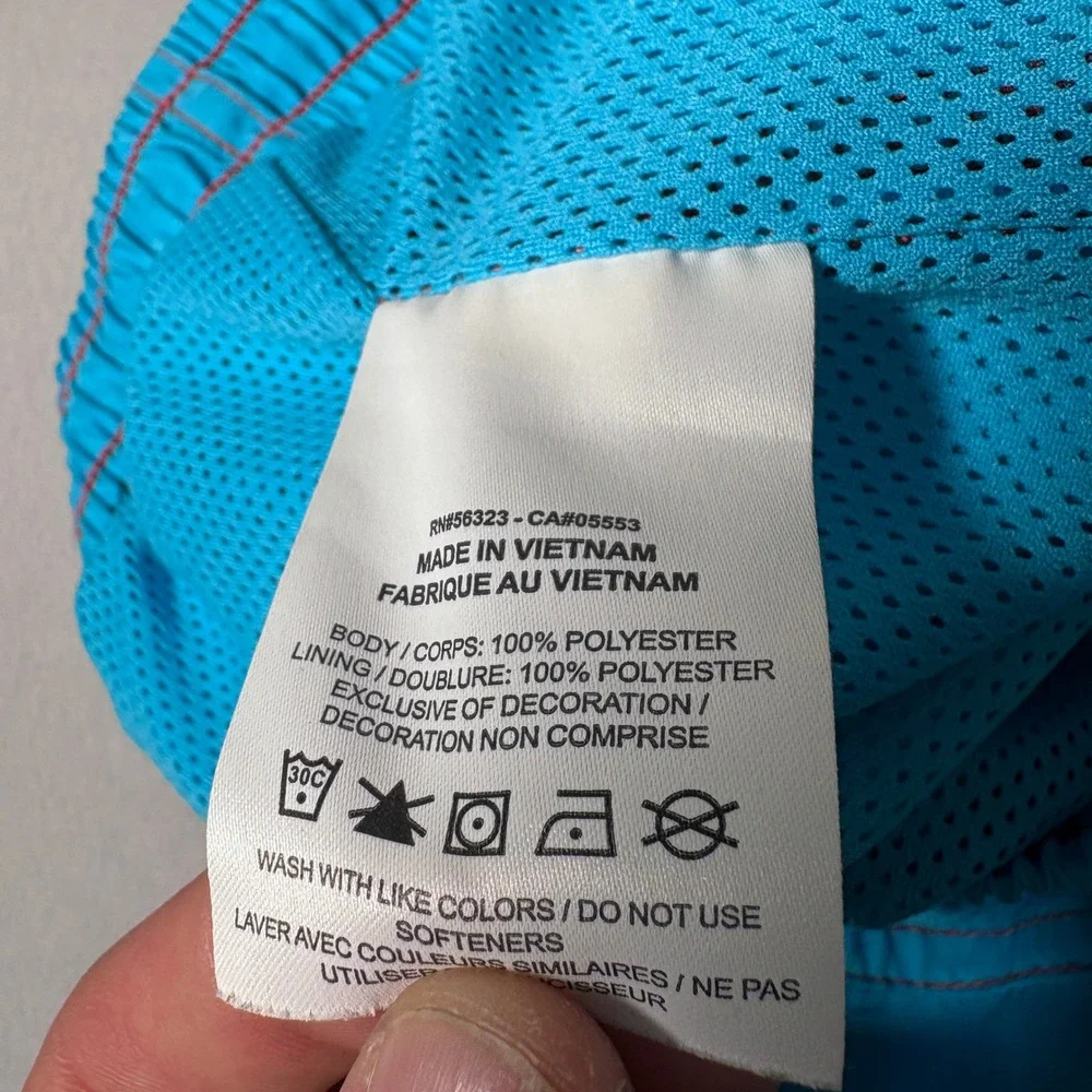 Nike Mens Aqua Blue Orange Swim Trunks Mesh Lined Board Shorts Size M